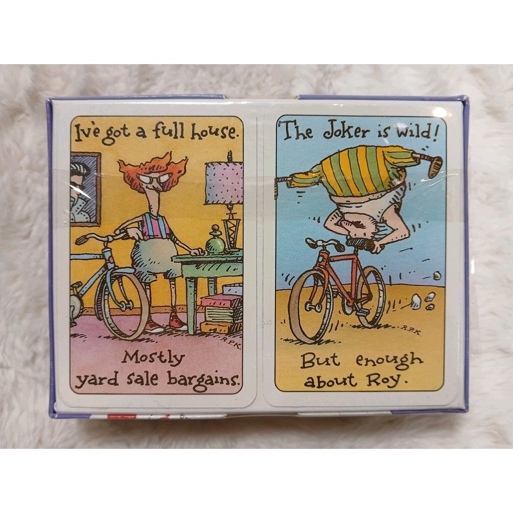 Vintage Shoebox Greeting HUMEROUS PLAYING CARDS "The Lundquists" 2 Decks in‎ Box